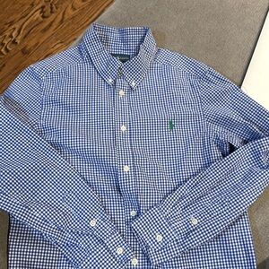 Ralph Lauren boys blue gingham plaid in size large 14-16